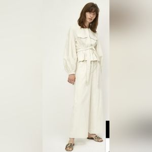 Just Female Tirsa Trousers NWT $168 Jet Stream Ivory Corduroy Wide Leg Sz. M